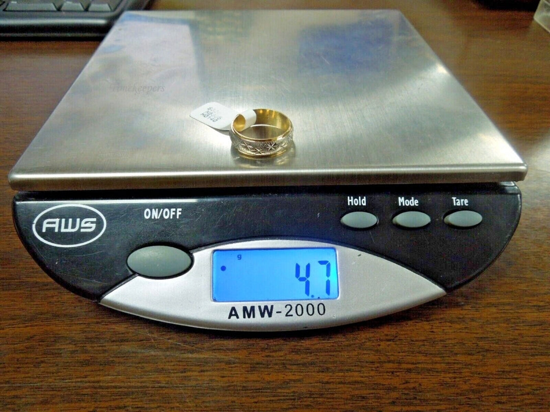 r493 Vintage 14k White Yellow Gold 6.18mm Wedding Band Size 6.75(USA) Signed