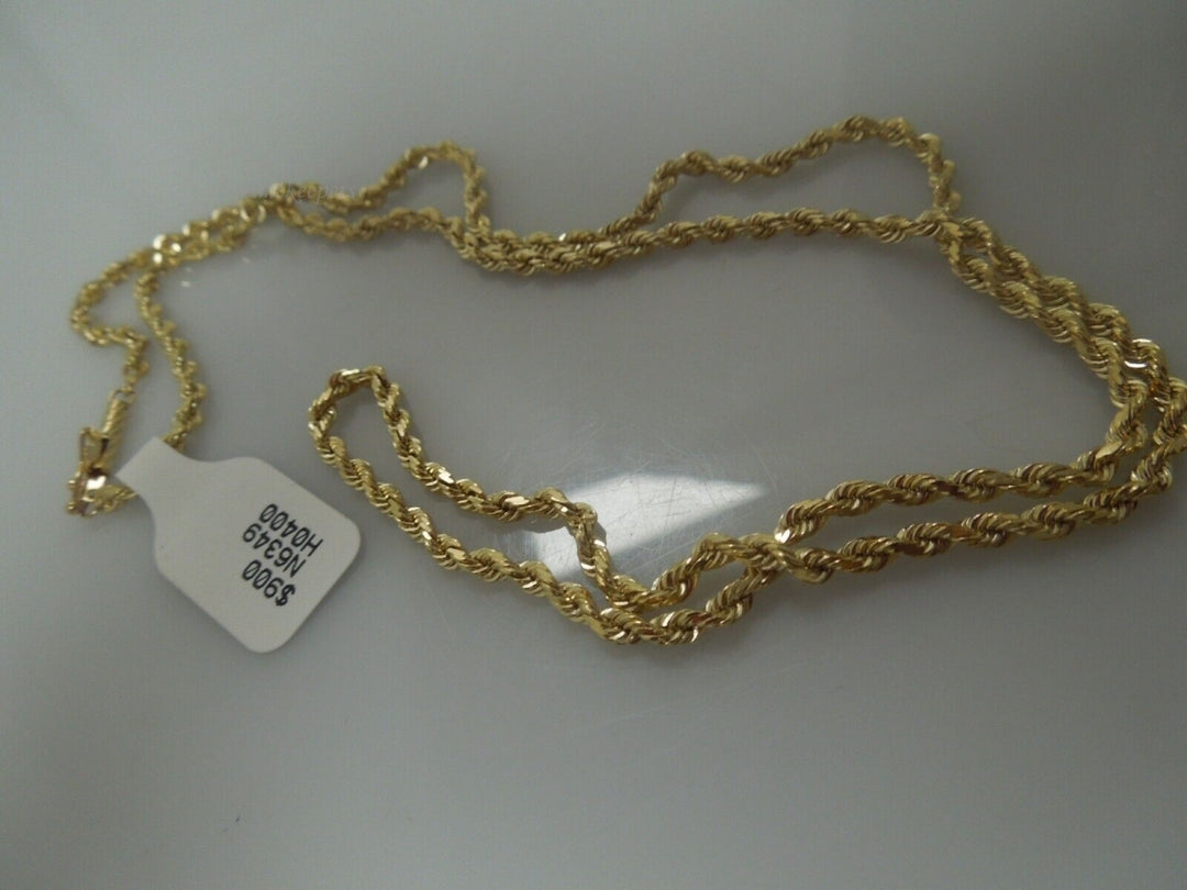 r500 Vintage 14kt Yellow Gold Rope Chain Necklace 20" Signed 