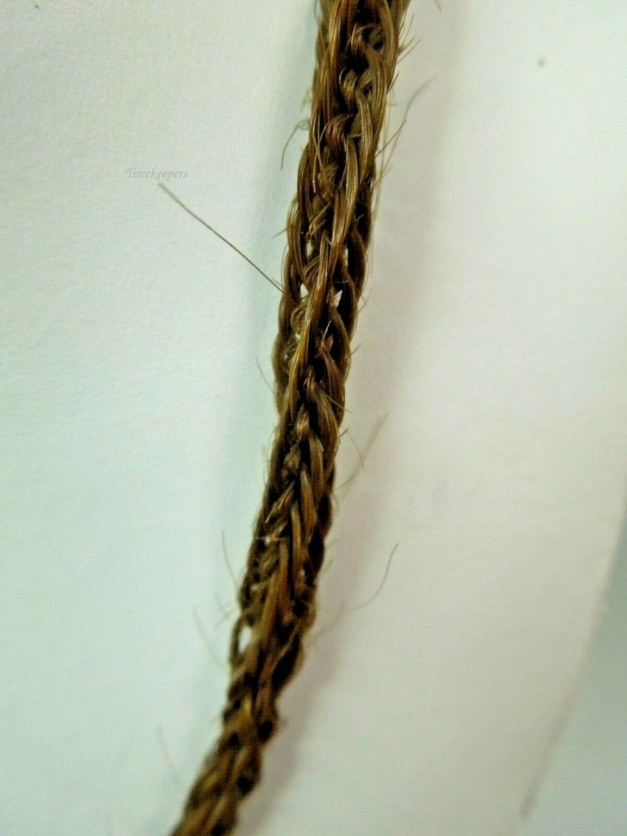 c591 Handsome Victorian Era Woven Hair Vest Chain with Gold Filled Pendant