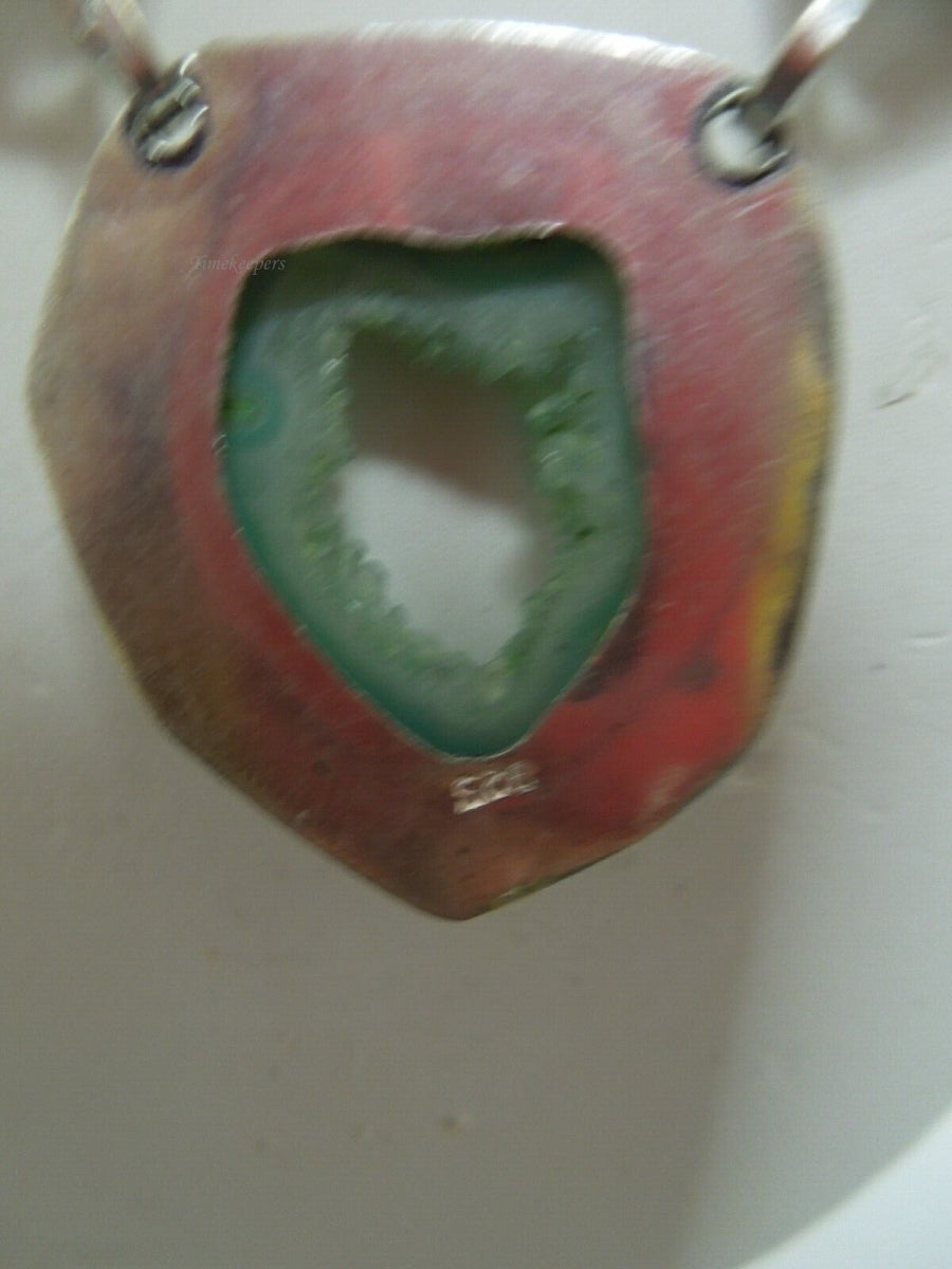 r685 Sterling Silver 925 Multi Gemstone Pendant on silver plated Chain Necklace 20"