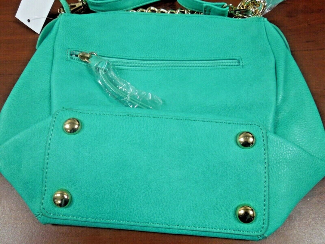 r786 Green Color Crossbody Purse Bag Shoulder Bag Multi Pocket Zipper Purse