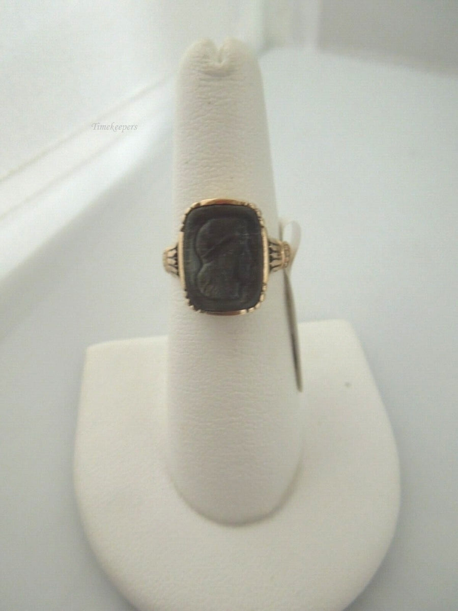 r571 Vintage Classical Style 10k Rose Gold Intaglio Ring
