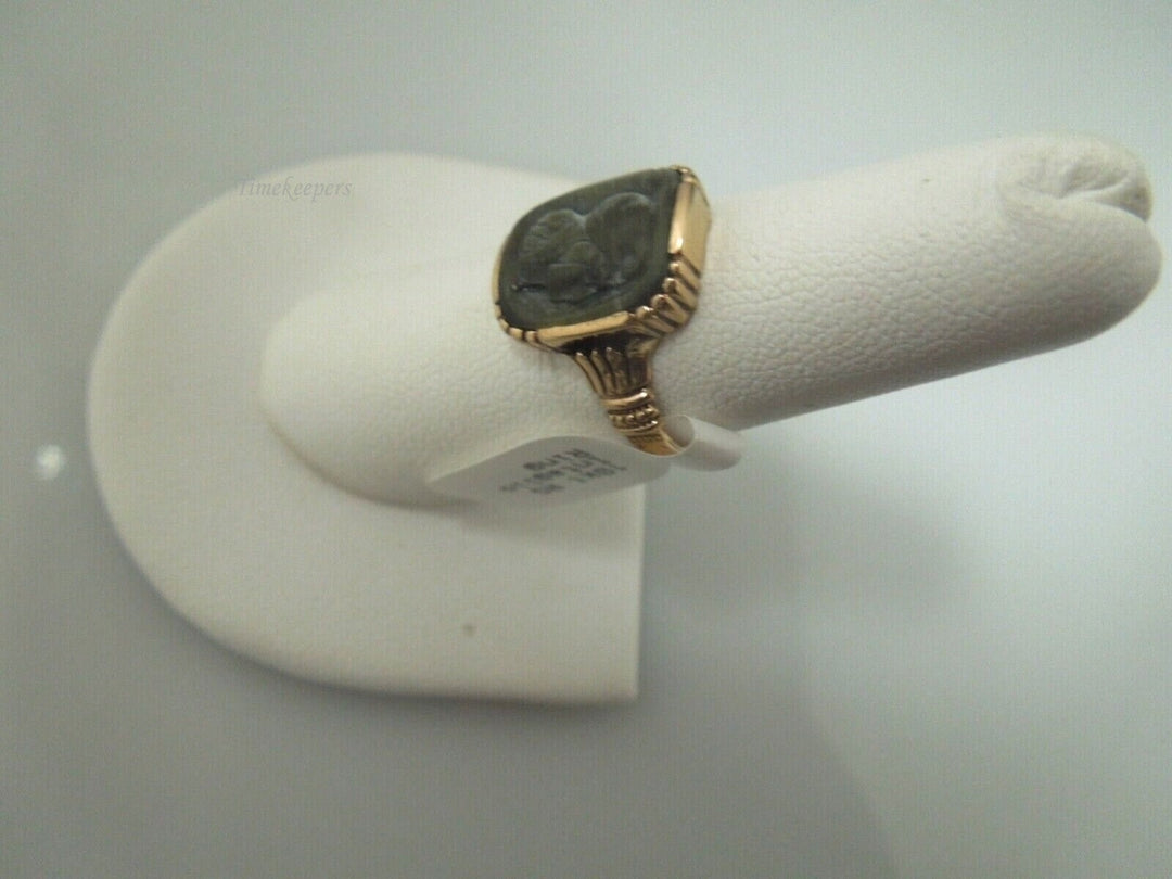 r571 Vintage Classical Style 10k Rose Gold Intaglio Ring