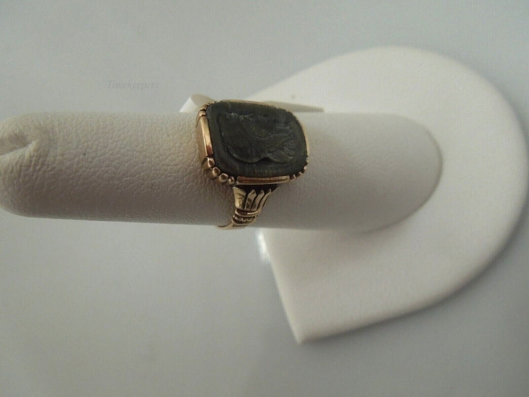 r571 Vintage Classical Style 10k Rose Gold Intaglio Ring