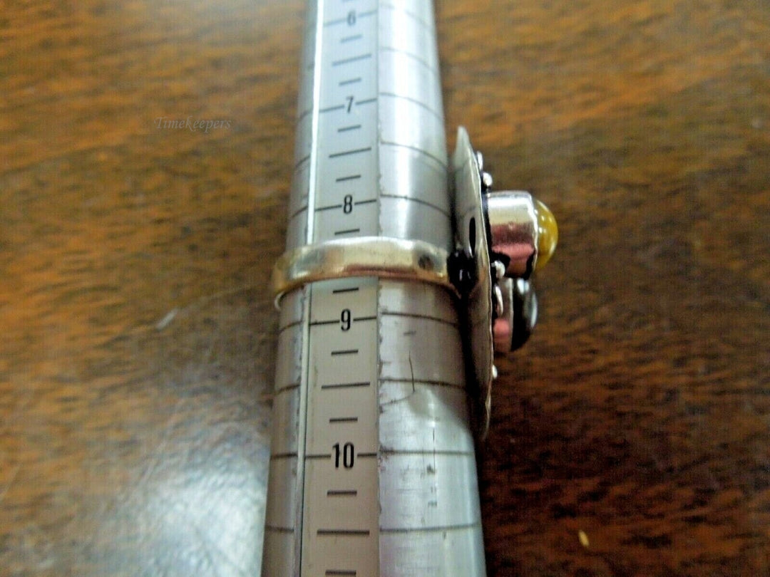 r616 Vintage Sterling Silver 925 Tiger Eye Ring Size 8-1/2 Signed