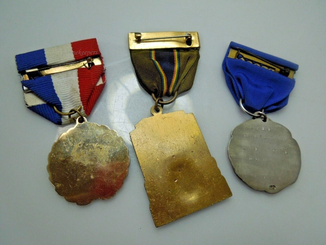 r394 Set of 3 Vintage Medals 1953 Stl Mo 35th National Convention,Salle 2nd Foil Women Rare