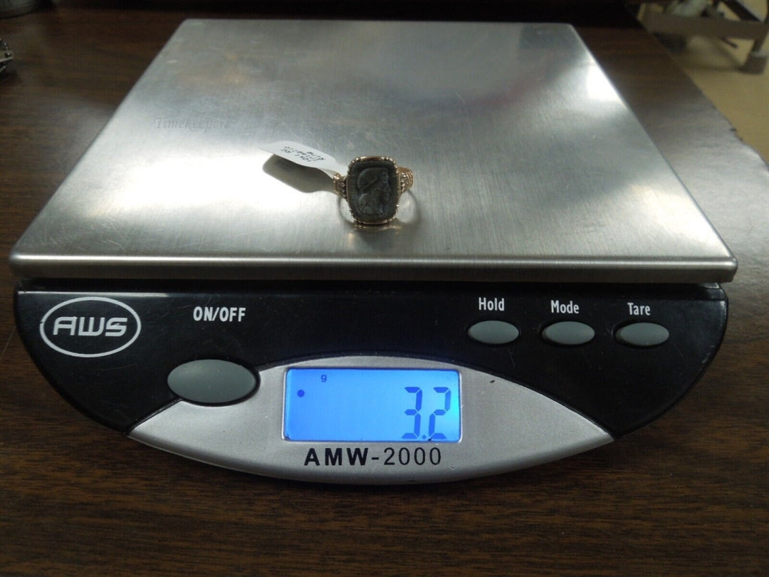 r571 Vintage Classical Style 10k Rose Gold Intaglio Ring