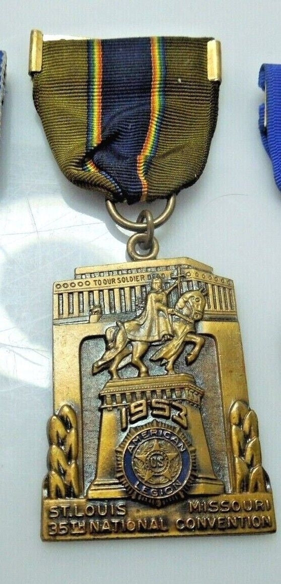 r394 Set of 3 Vintage Medals 1953 Stl Mo 35th National Convention,Salle 2nd Foil Women Rare