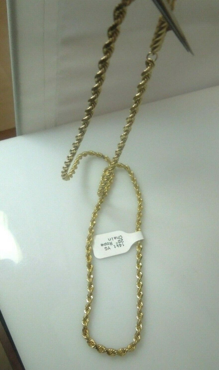 q578 Real 14kt Yellow Gold 20" Rope Chain