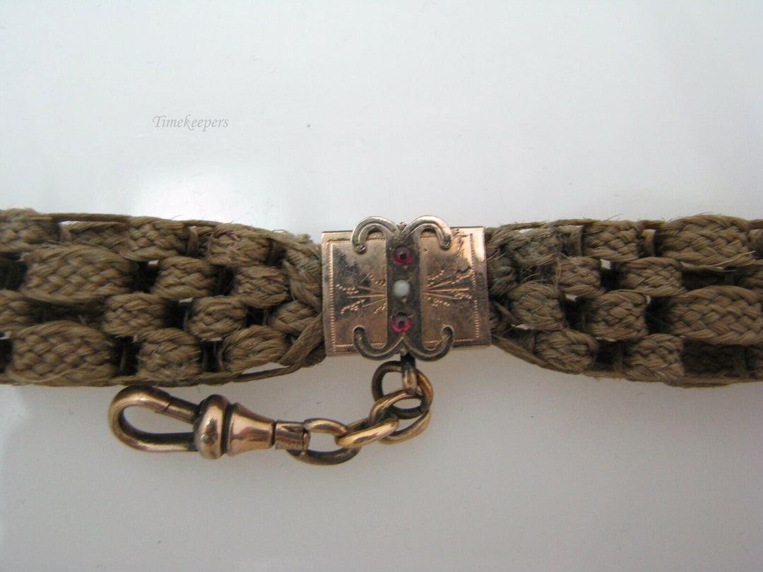 b021 Victorian Era Woven Hair Vest Chain with 10k Yellow Gold Findings