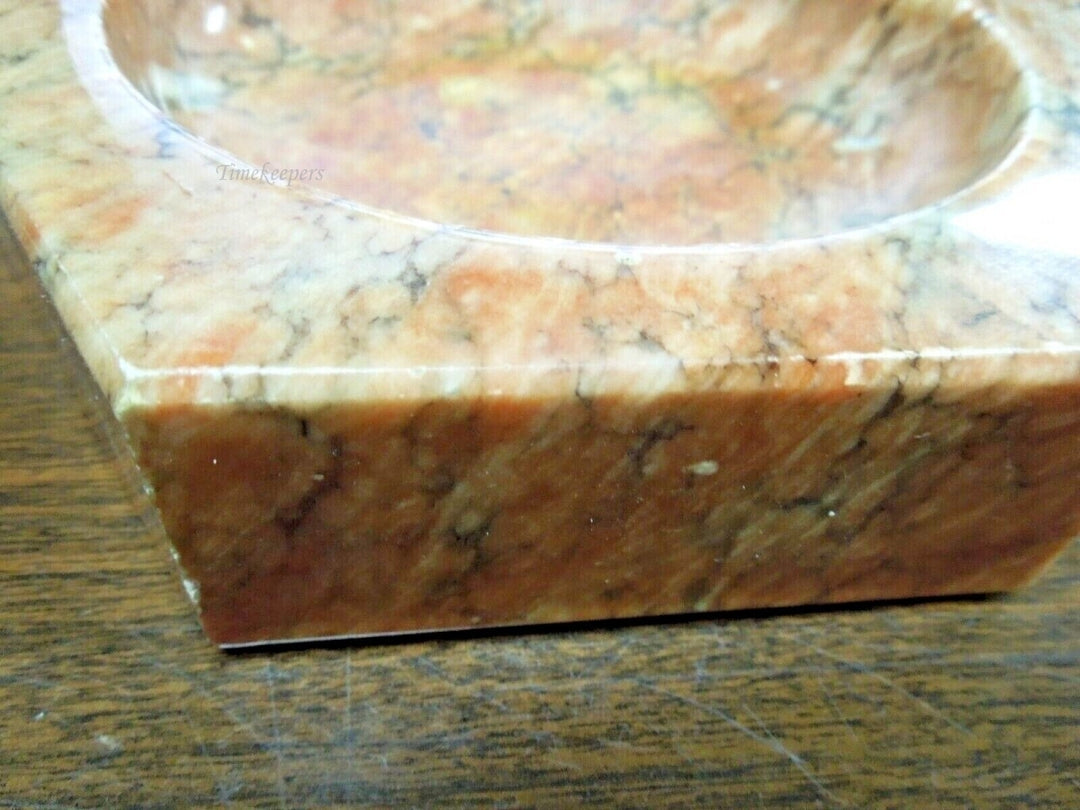 r593 Vintage,Mid Century Octagon shaped Marble Ashtray Heavy Orange,RARE,7” Octagon