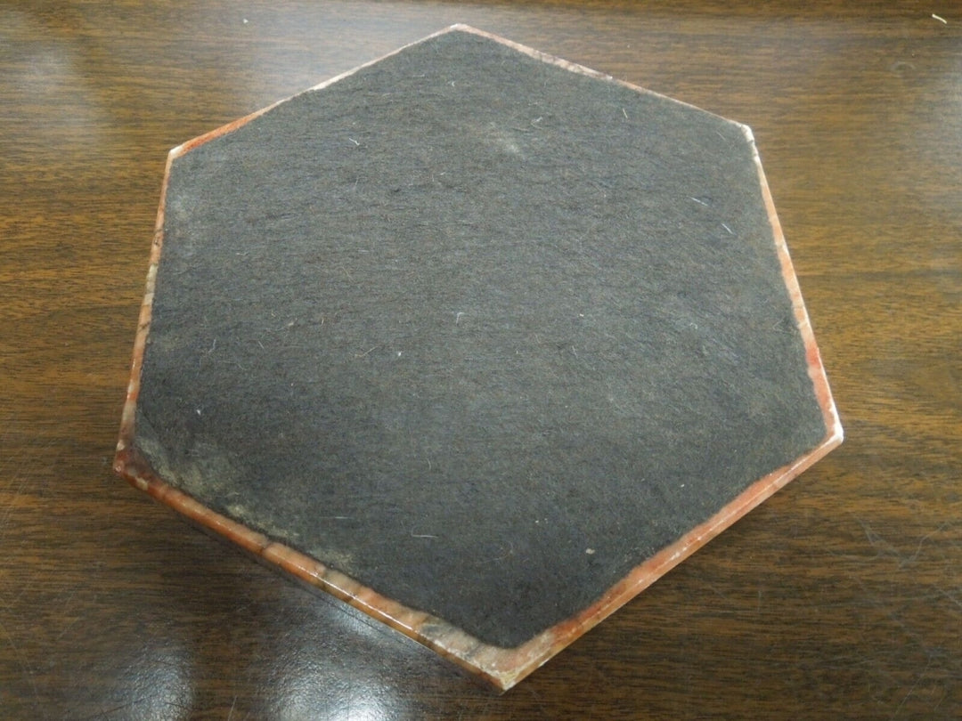 r593 Vintage,Mid Century Octagon shaped Marble Ashtray Heavy Orange,RARE,7” Octagon