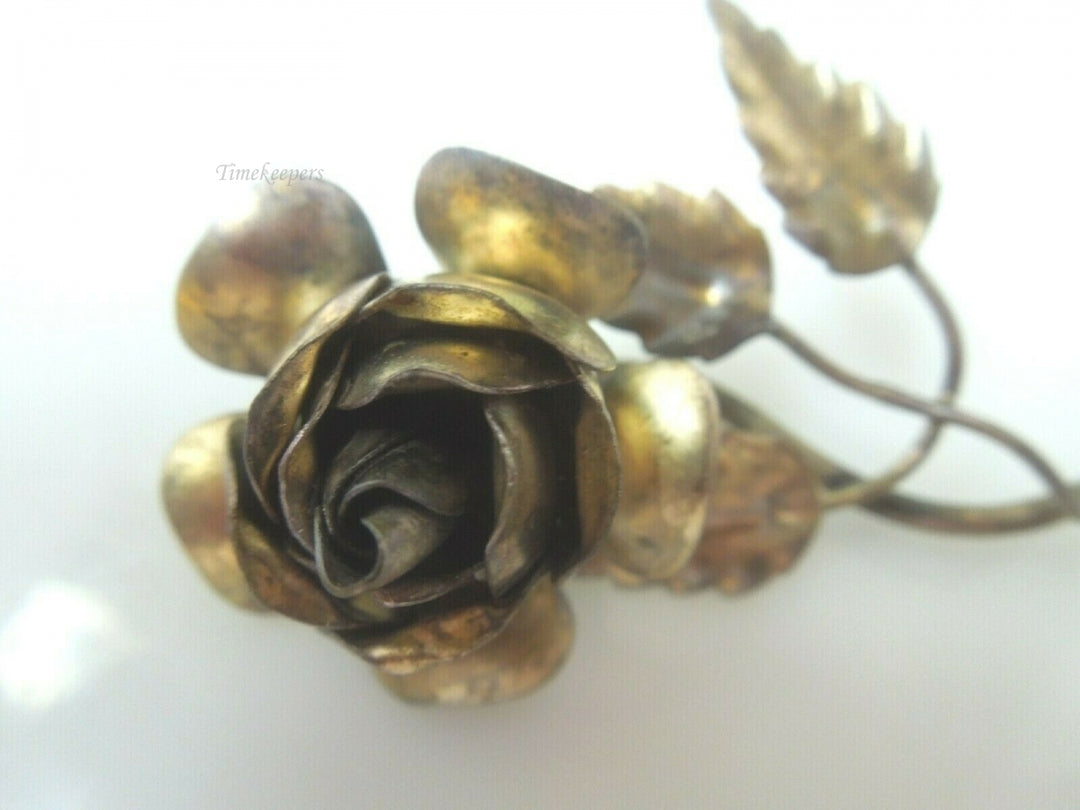 q492 Vintage Rose Shape Brooch Pin Sterling Silver 925