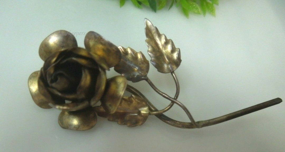 q492 Vintage Rose Shape Brooch Pin Sterling Silver 925