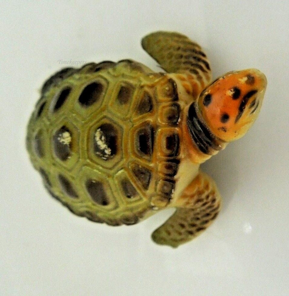r567 Set of 3 Vintage Turtles of Stone Porcelain and Plastic Cute Collectibles