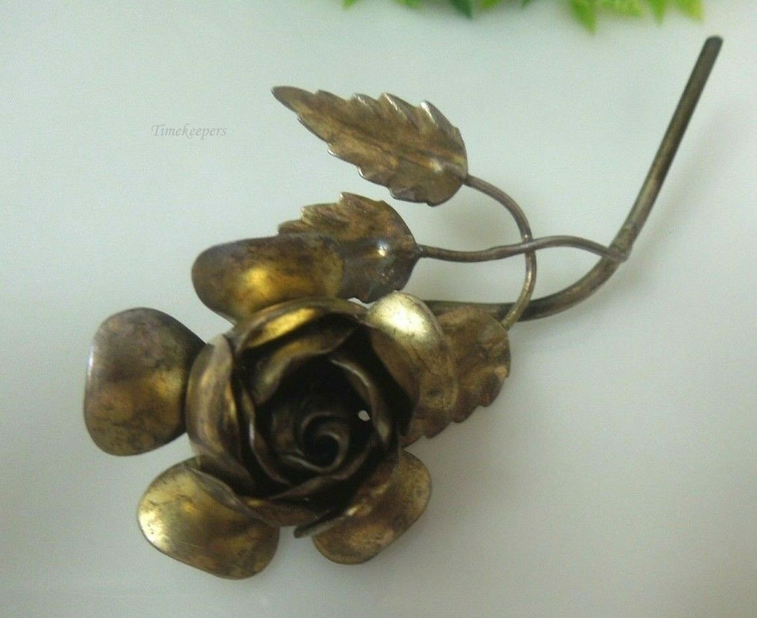 q492 Vintage Rose Shape Brooch Pin Sterling Silver 925