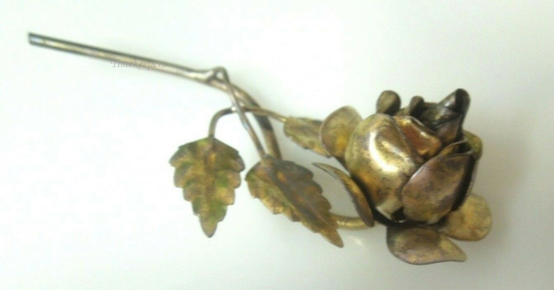 q492 Vintage Rose Shape Brooch Pin Sterling Silver 925