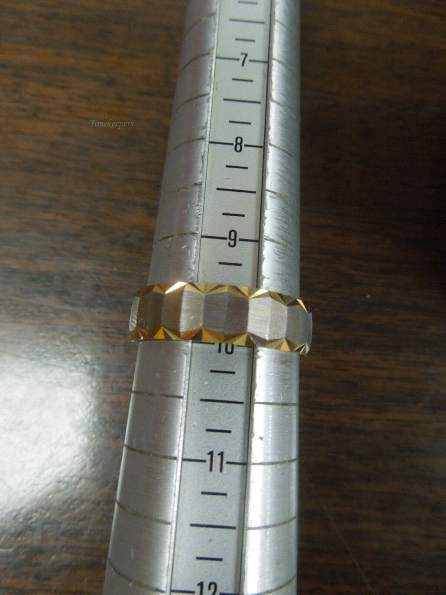 r496 Vintage Keepsake 14k White Yellow Gold Etched Wedding Band Size 10