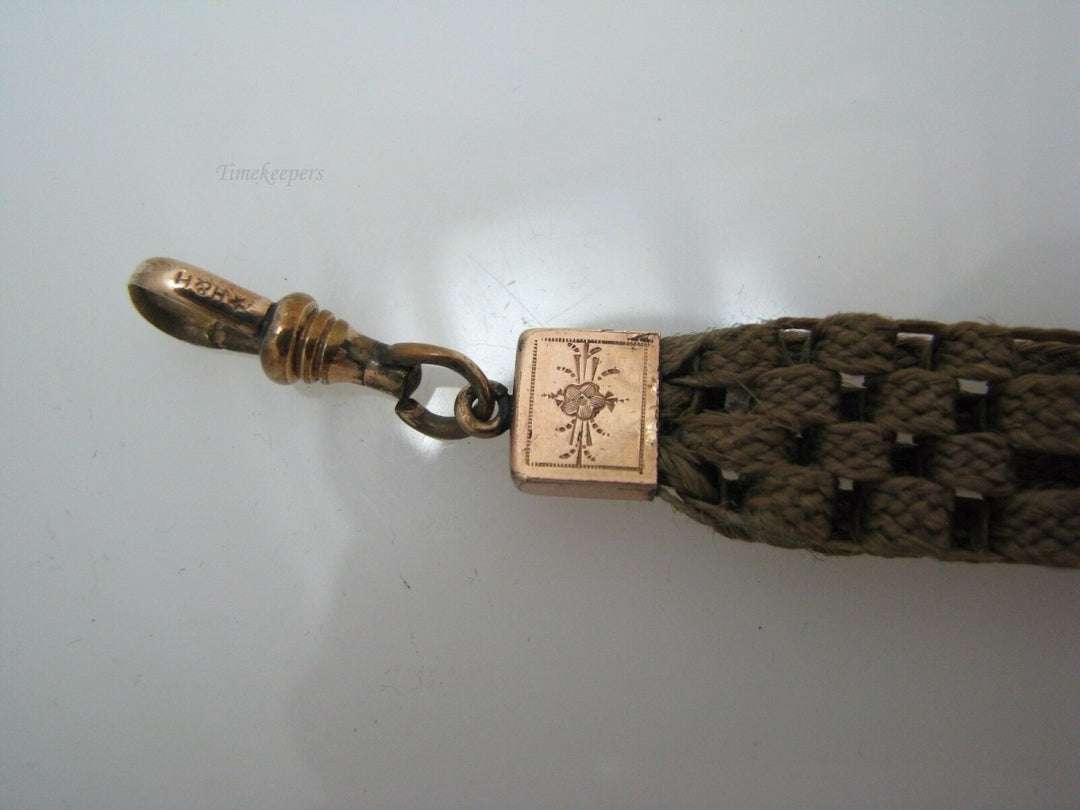 b021 Victorian Era Woven Hair Vest Chain with 10k Yellow Gold Findings