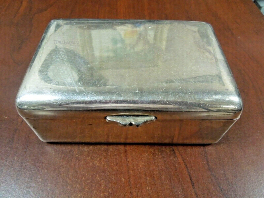 r270 Antique Heavy Silvertone Trinket Jewelry Box with Wooden Box insert