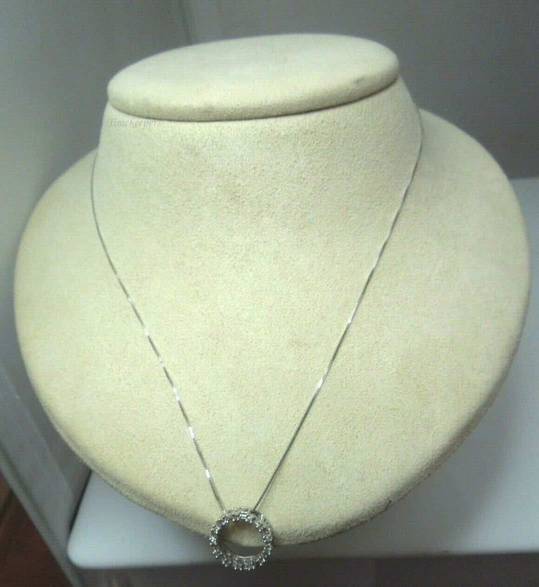 q799 10k White Gold Box Chain 18" with Diamond Pendant .25 cts Necklace Signed