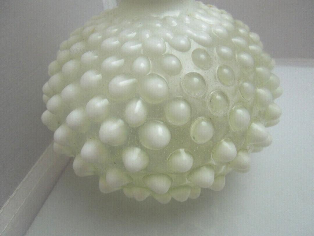 r398 Vintage Fenton White Moonstone Opalescent Hobnail Vanity Perfume Bottle w/ Stopper 6.5”