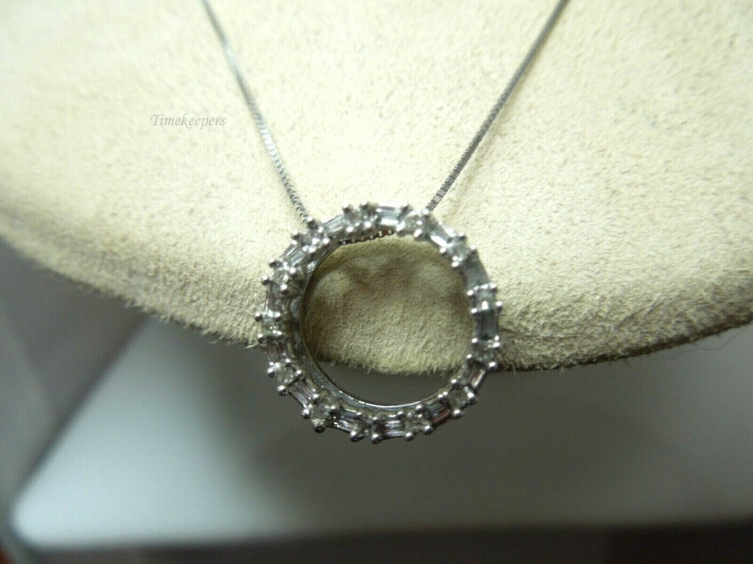 q799 10k White Gold Box Chain 18" with Diamond Pendant .25 cts Necklace Signed