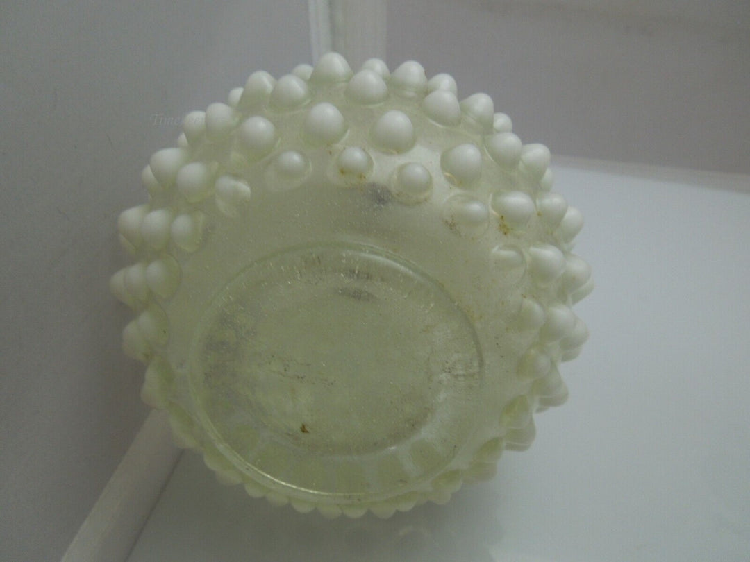 r398 Vintage Fenton White Moonstone Opalescent Hobnail Vanity Perfume Bottle w/ Stopper 6.5”