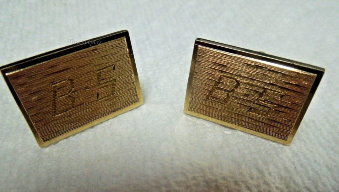 r646 Vintage Simmons Karatclad Gold Filled Etched Engraved Initials CUFFLINKS