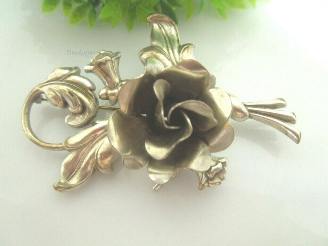 q494 Vintage Sterling Silver Flower Bouquet Pin Brooch
