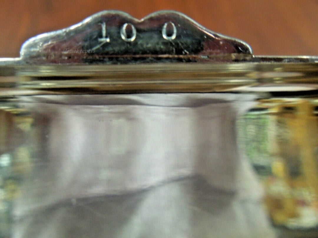 r270 Antique Heavy Silvertone Trinket Jewelry Box with Wooden Box insert