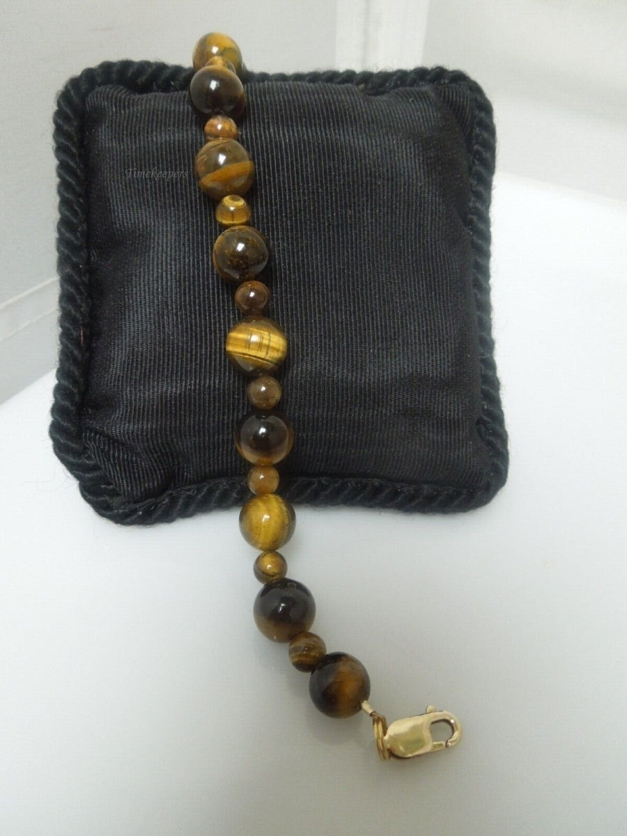 r821 Vintage Tigers Eye Bracelet 10 & 6mm Tiger Eye Bead Bracelet- Couple or Friendship Bracelet Gold Filled Clasp