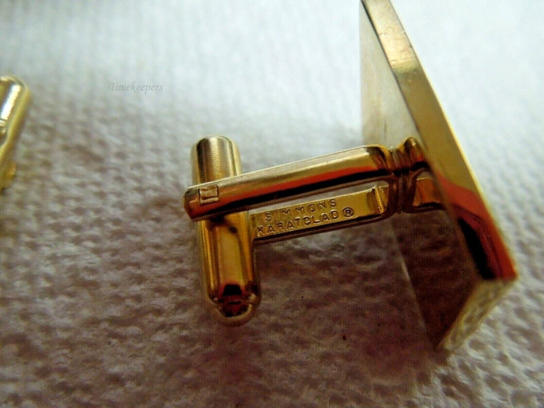 r646 Vintage Simmons Karatclad Gold Filled Etched Engraved Initials CUFFLINKS