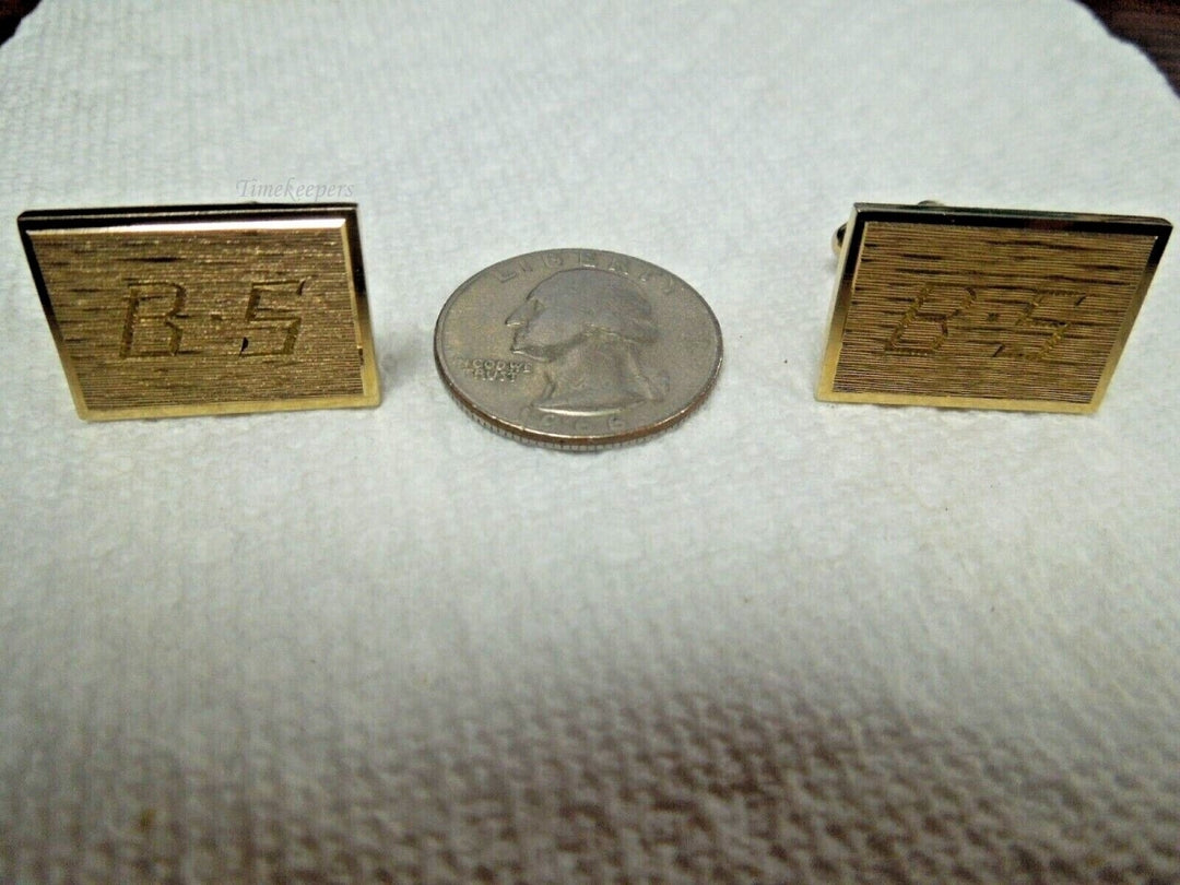 r646 Vintage Simmons Karatclad Gold Filled Etched Engraved Initials CUFFLINKS