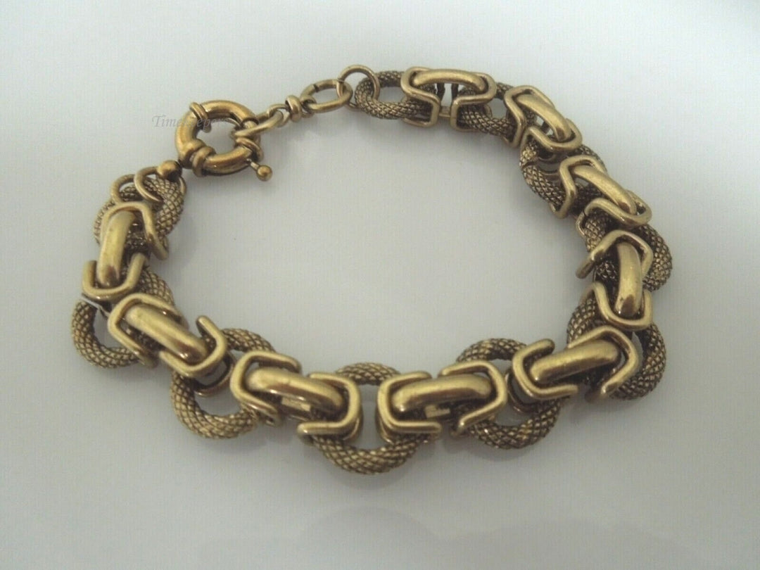 r659 Vintage Gold Tone Chain link Slim Circle & Gate Fancy Chain Link Bracelet