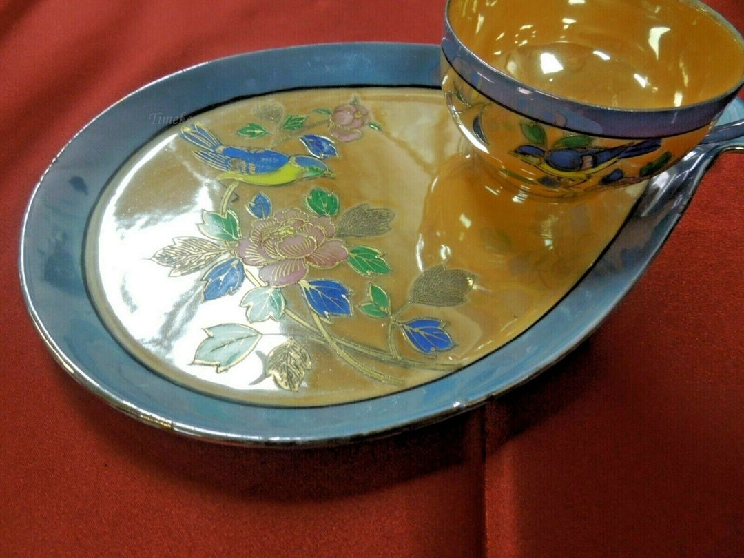 q801 Vintage Lusterware Snack SET Japan Fine Porcelain tea cup & snack plate saucer