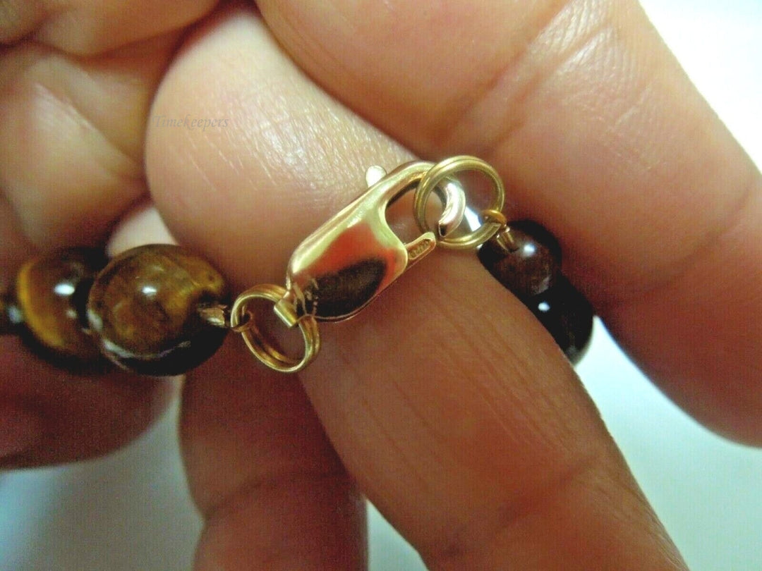 r821 Vintage Tigers Eye Bracelet 10 & 6mm Tiger Eye Bead Bracelet- Couple or Friendship Bracelet Gold Filled Clasp