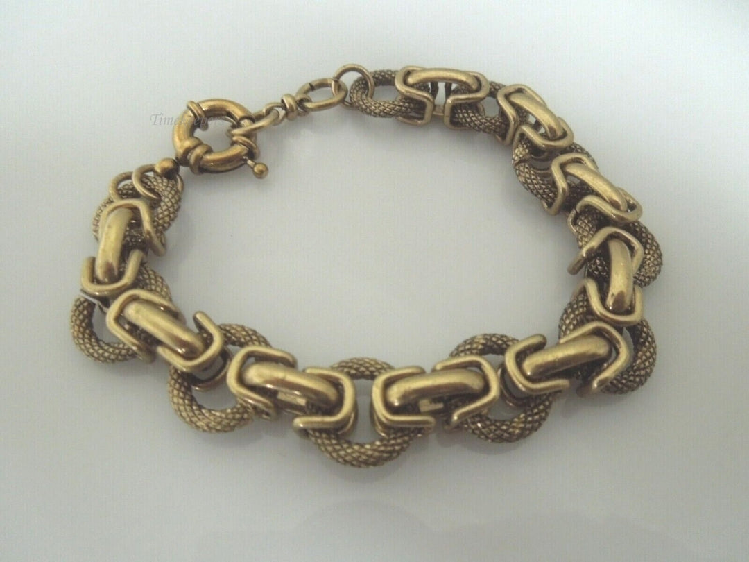 r659 Vintage Gold Tone Chain link Slim Circle & Gate Fancy Chain Link Bracelet