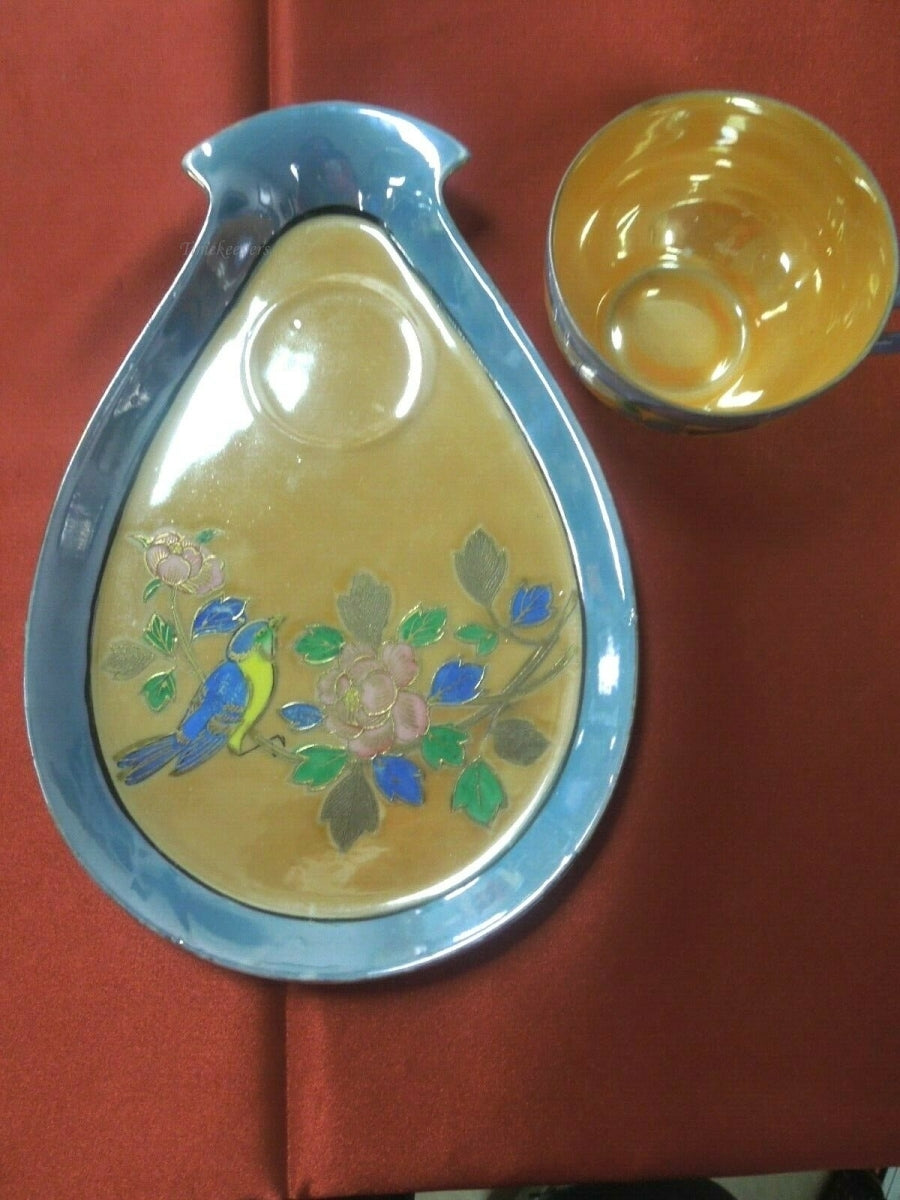 q801 Vintage Lusterware Snack SET Japan Fine Porcelain tea cup & snack plate saucer