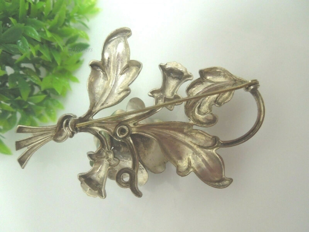 q494 Vintage Sterling Silver Flower Bouquet Pin Brooch