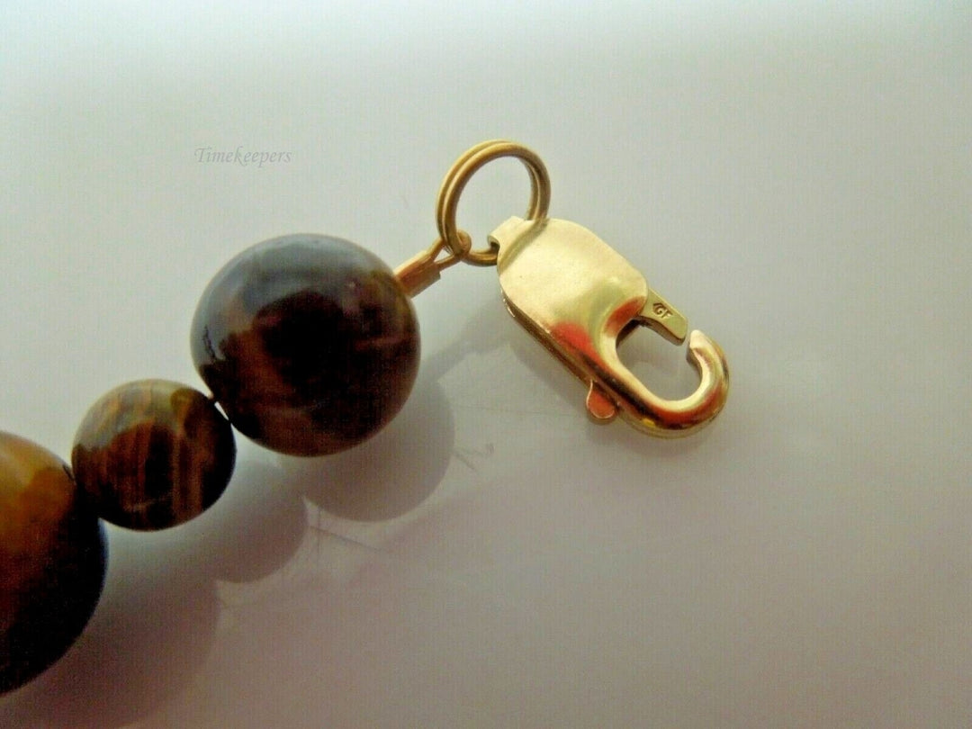 r821 Vintage Tigers Eye Bracelet 10 & 6mm Tiger Eye Bead Bracelet- Couple or Friendship Bracelet Gold Filled Clasp