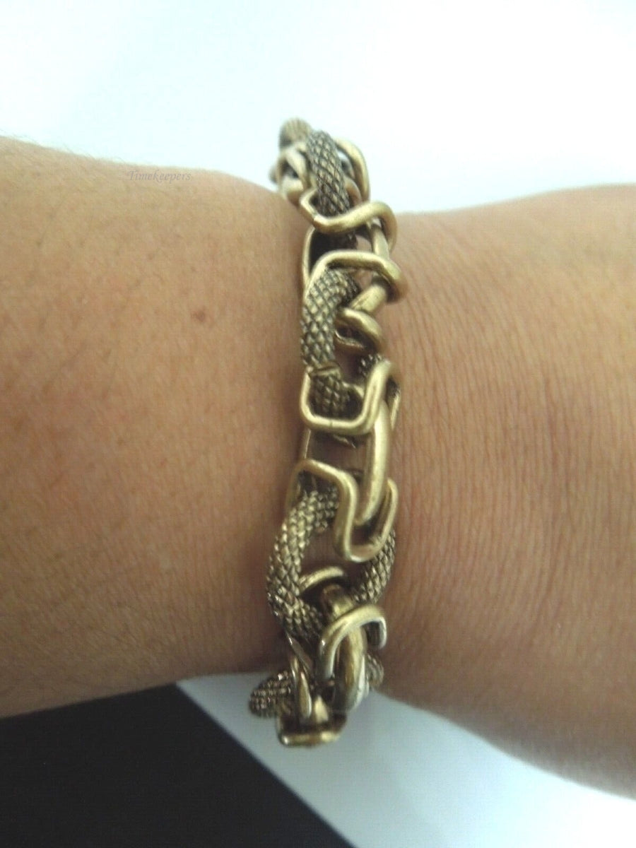 r659 Vintage Gold Tone Chain link Slim Circle & Gate Fancy Chain Link Bracelet