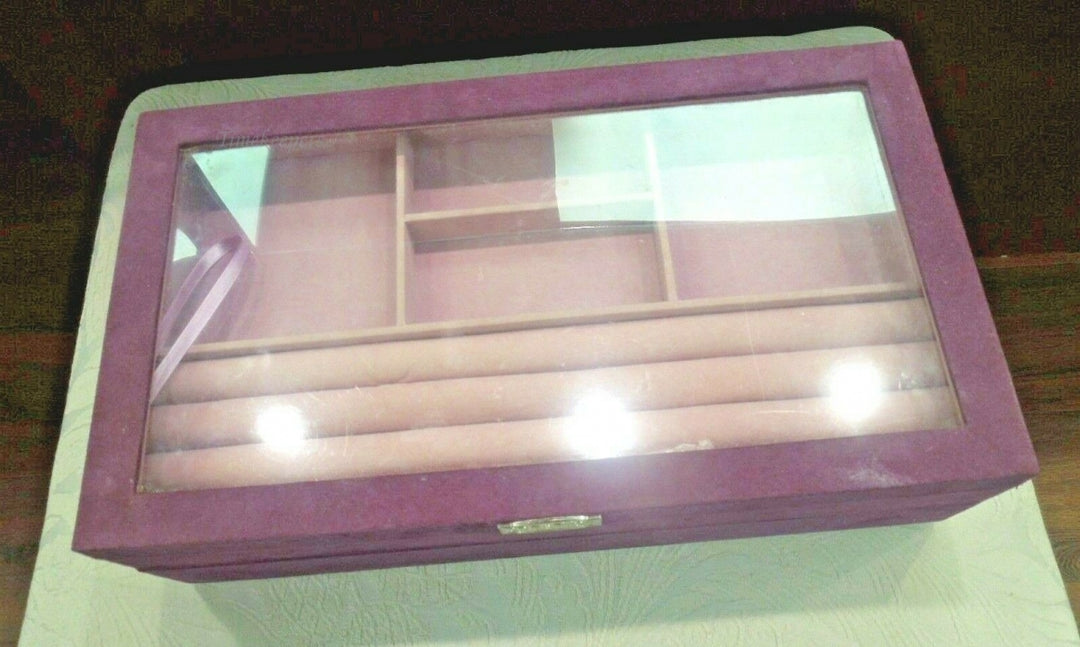 q556 Double-layer Velvet Jewelry Organizer Storage Box Big Space Earring Rings Necklace Body Jewelry Bracelet Watch Display