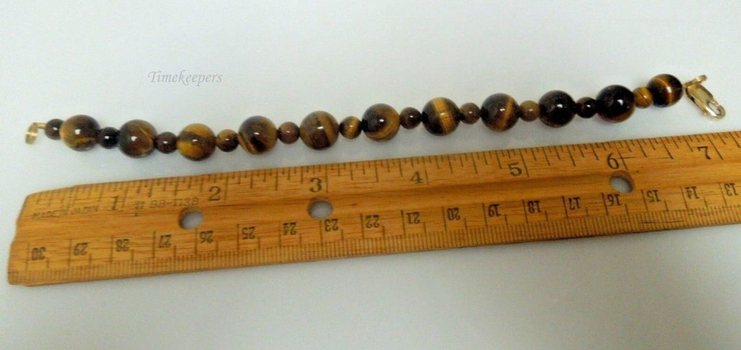 r821 Vintage Tigers Eye Bracelet 10 & 6mm Tiger Eye Bead Bracelet- Couple or Friendship Bracelet Gold Filled Clasp