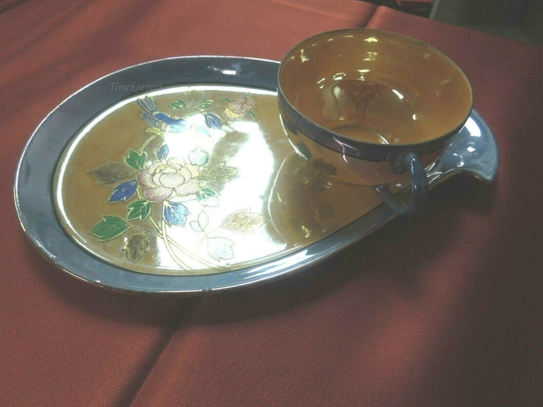 q801 Vintage Lusterware Snack SET Japan Fine Porcelain tea cup & snack plate saucer