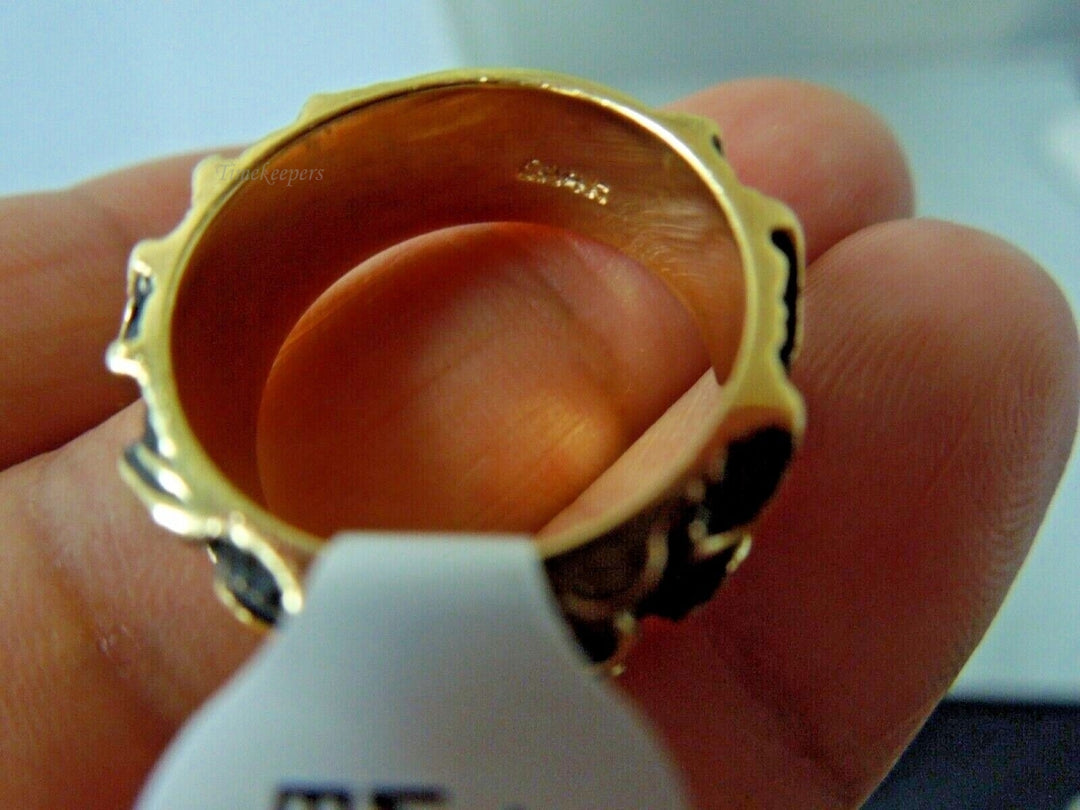 r518 Vintage 14k Yellow Gold ring with black finish design Wedding Band Ring Size 6.25