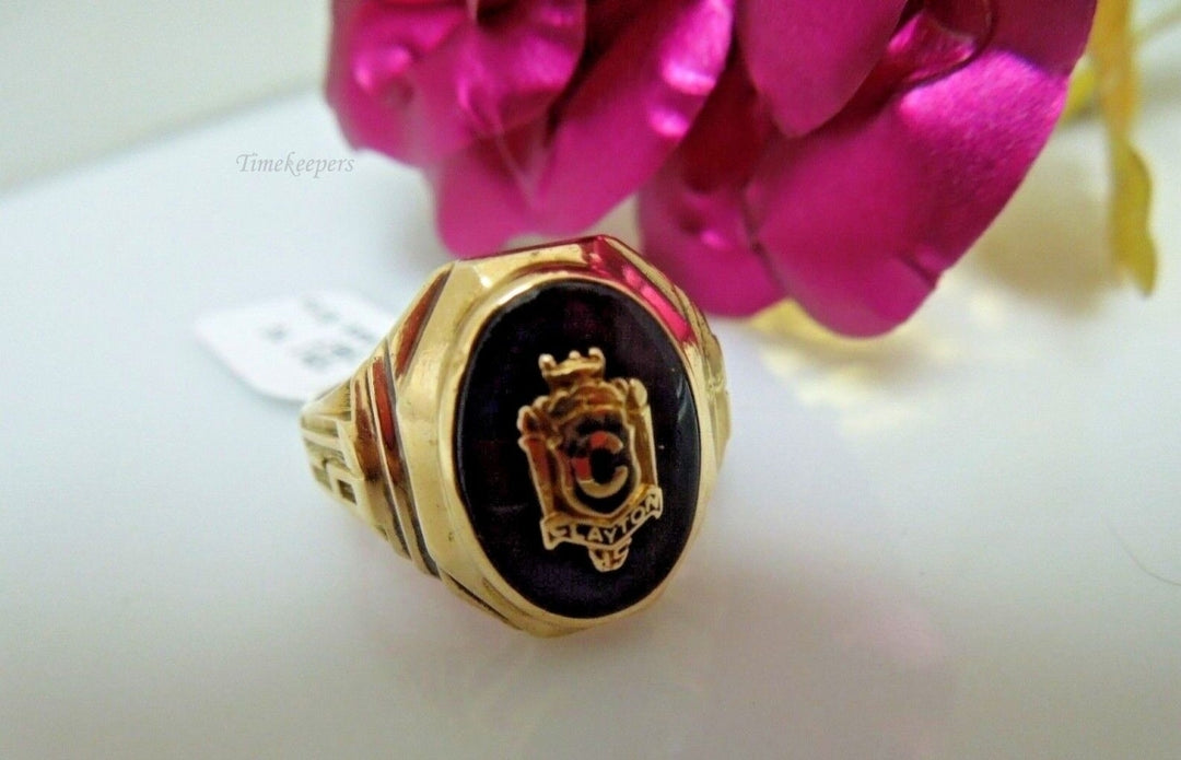 r735 Vintage 10k Yellow Gold 1967 Clayton Class School Ring Size 9(USA) Signed 7.4g