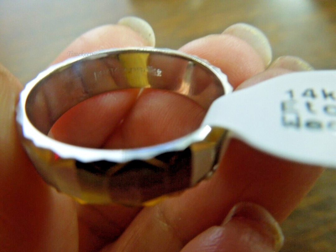 r496 Vintage Keepsake 14k White Yellow Gold Etched Wedding Band Size 10