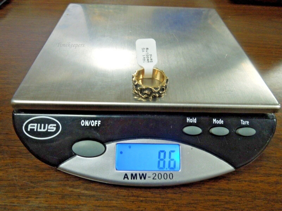 r518 Vintage 14k Yellow Gold ring with black finish design Wedding Band Ring Size 6.25