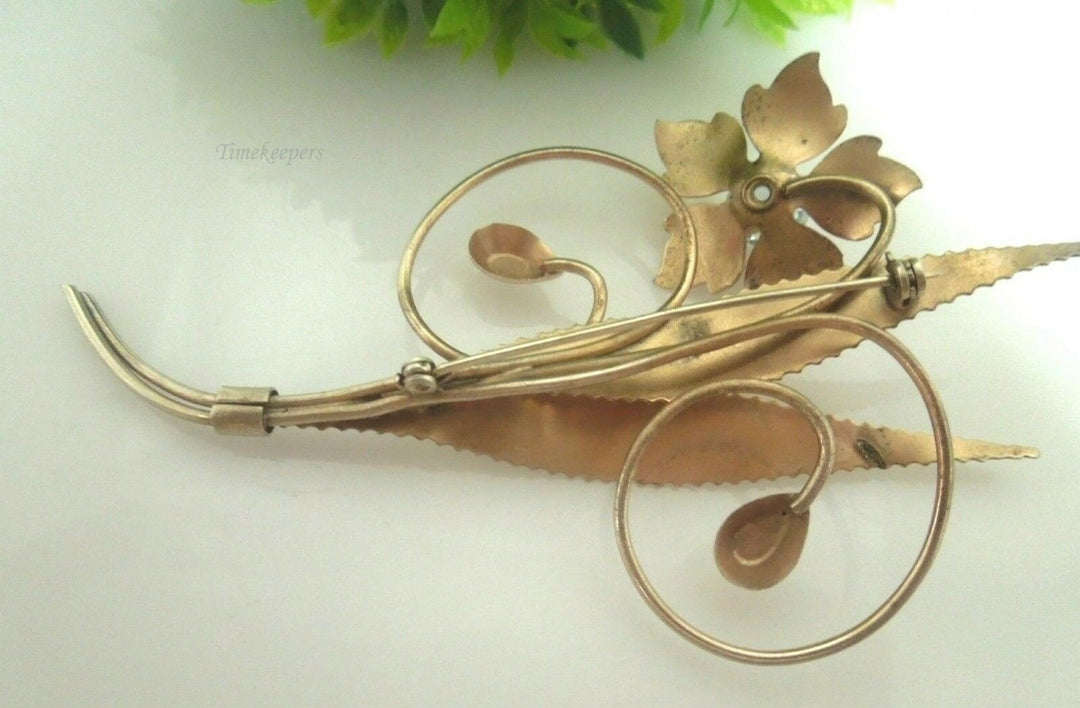 q497 Vintage Copper Tone Beautiful Pin Brooch